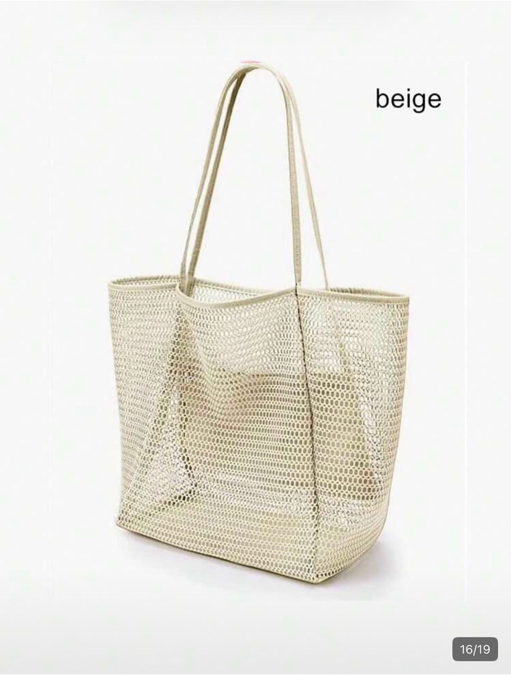 Beige Mesh Tote Bag - Stylish Everyday Carry